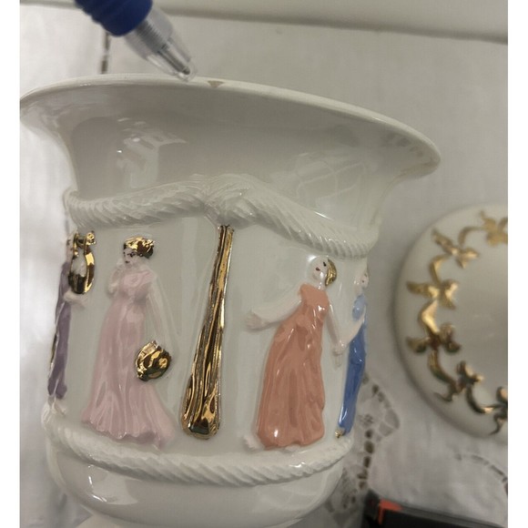 VTG Arnels Pottery Ceramic Jar Urn Vase w/ Lid Roman Greek Artist Signed 1965 - Picture 5 of 11